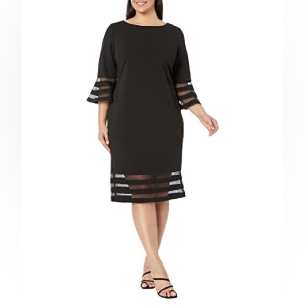 Calvin Klein Women's Plus Size 18W Black Bell Sleeve Sheath Career Office Dress